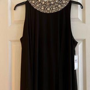 Black gown with jeweled neckline